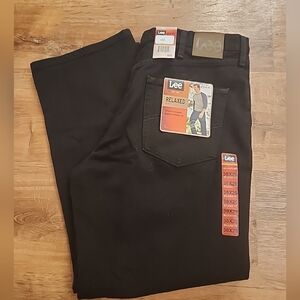 NWT Lee Relaxed Fit Tapered Leg Black Jeans Mens 38x29